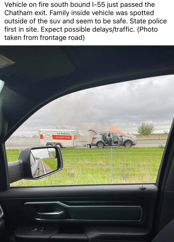 CAR FIRE ON HIGHWAY 217: FAMILY ESCAPES BLAZING VEHICLE UNHARMED