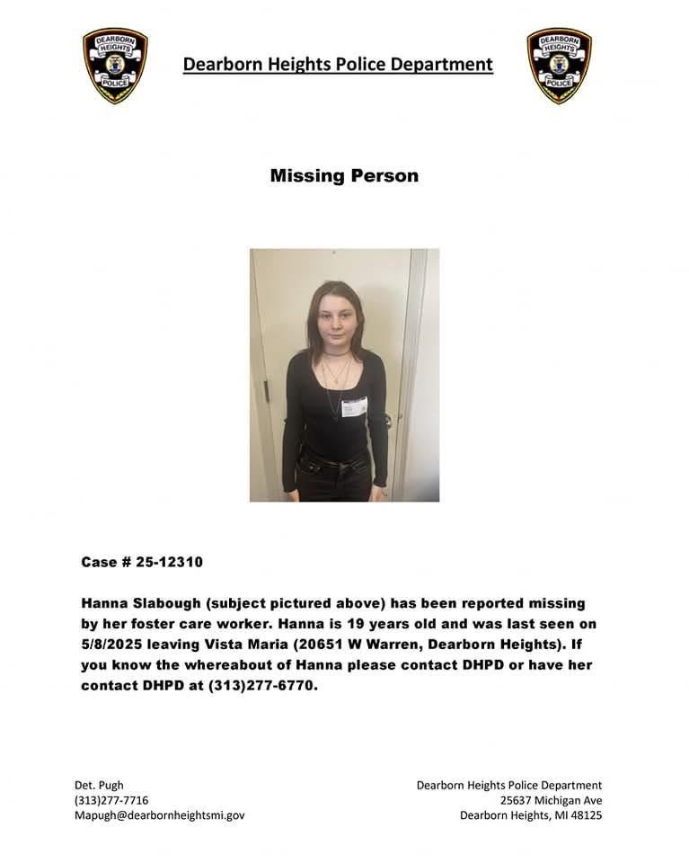 Dearborn Heights Police Department Seeking Public’s Help in Locating Hanna Slabough