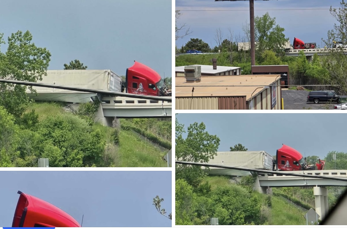 Major Crash Alert: Semi Truck Collision on SB 675 to NB I-75 Ramp Leaves Vehicle Leaning Over Edge – Emergency Response Underway