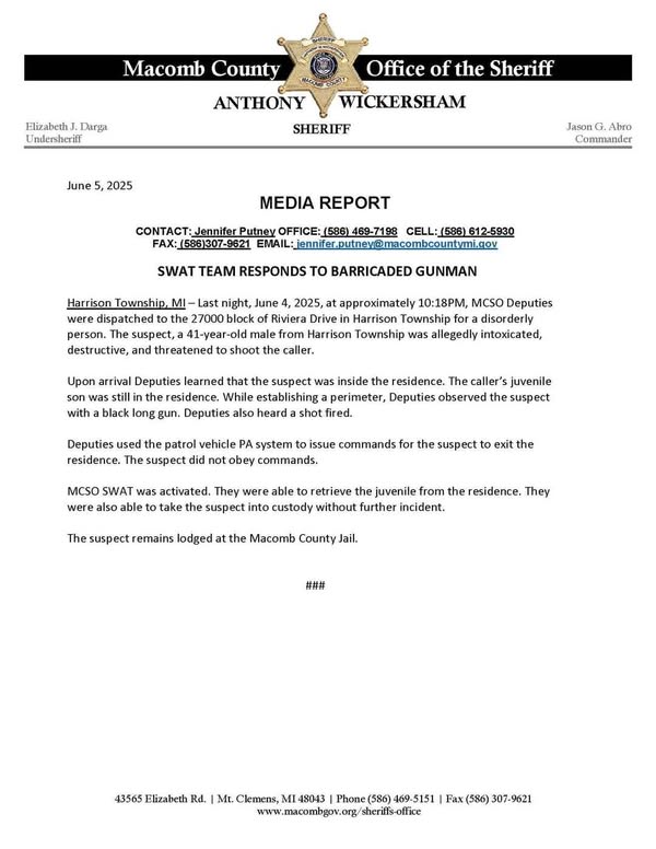 Disorderly Armed Suspect Apprehended Following Tense Stand-Off in Harrison Township